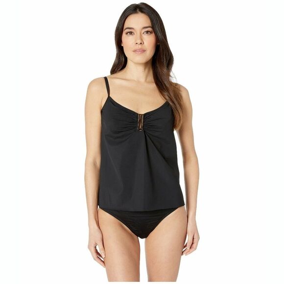 New! AMORESSA MIRACLESUIT Eclipse Aries Black Tankini Women's Swim Top V-neck - Picture 5 of 8